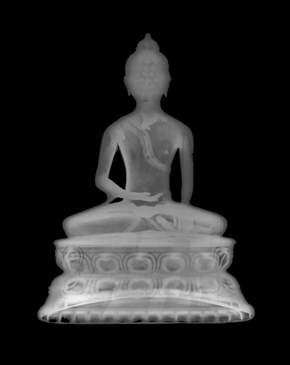 X Ray of a statue of Buddha Sakyamuni in bhumisparsa mudra, or earth touching position