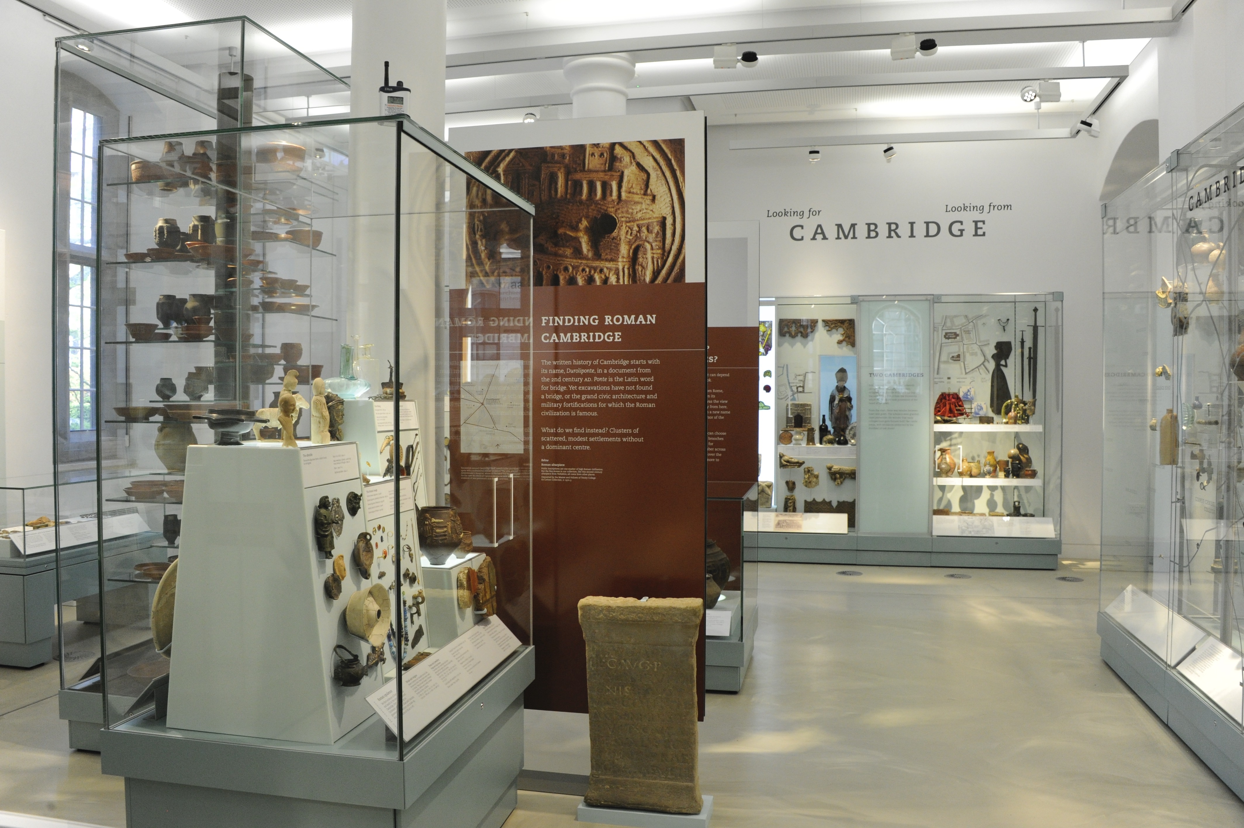 A view of Cambridge Gallery at MAA, with artefacts from across Cambridge visible