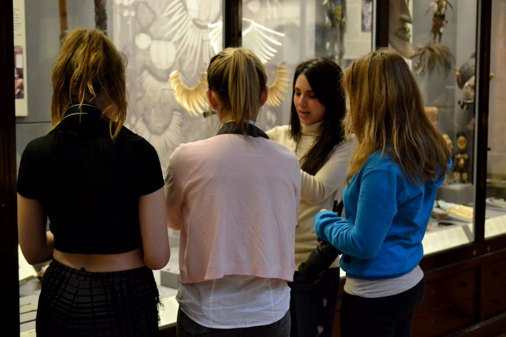 Students look at a display in the Maudslay Gallery