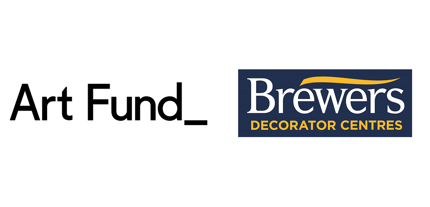 Exhibition sponsors' logos; Art Fund and Brewers Decorator Centres