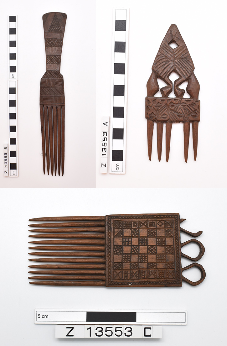 Three combs from the Thomas Collection.