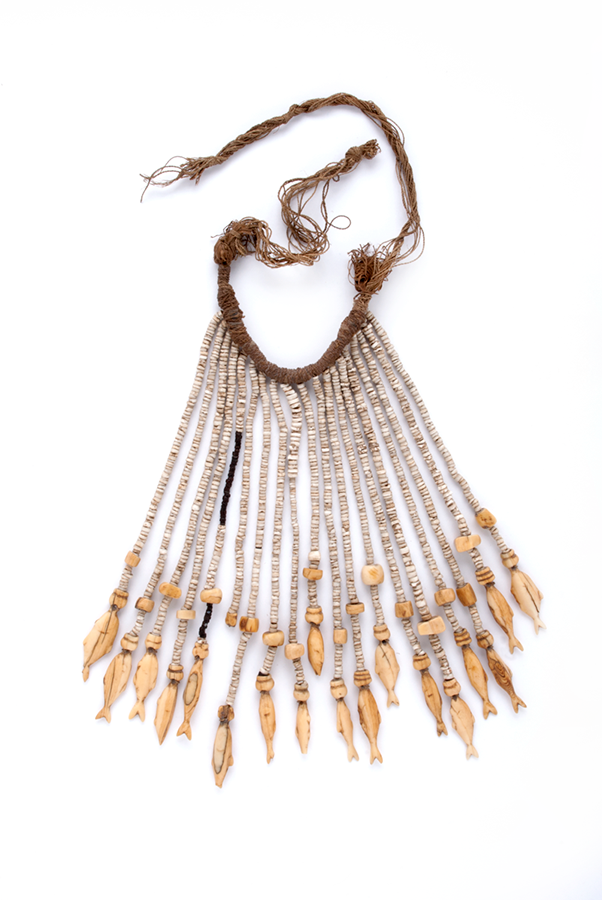 Necklace of shell pendants and ivory fishes