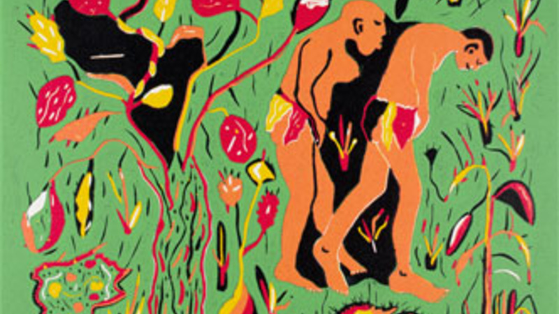  A print called 'Adam &amp; Eve Leave the Garden' by Jan Tcega