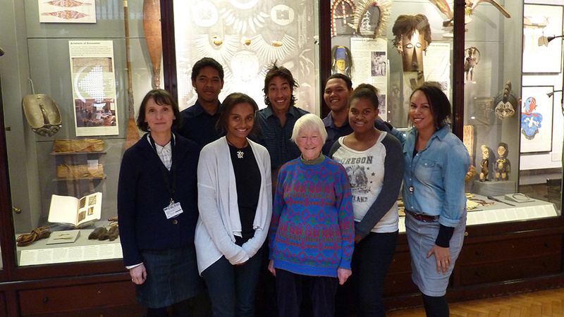 Delegation from Tagai State College in front of the Torres Strait display