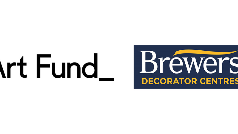 Exhibition sponsors' logos; Art Fund and Brewers Decorator Centres