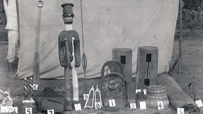 Field photograph of collections prior to being despatched to the Museum of Archaeology and Anthropology.