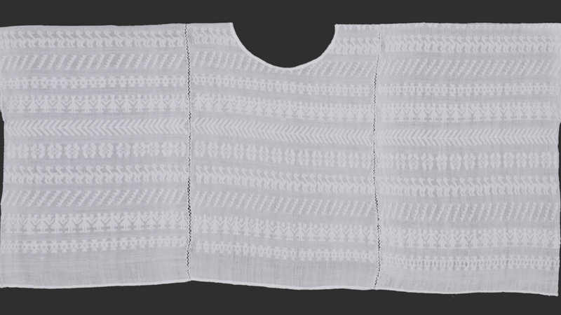 Hand-woven white cotton huipil or woman's blouse