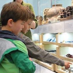 Visitors look at items in the Clarke Gallery