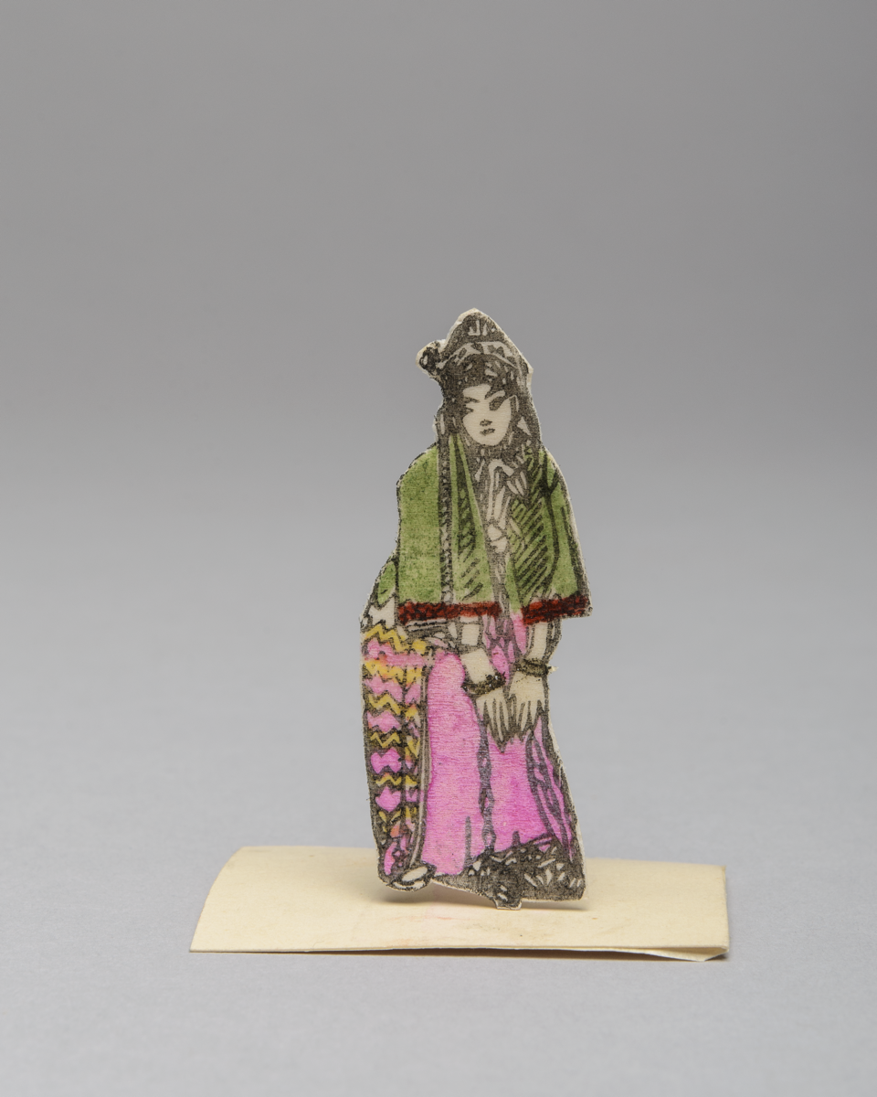 A flat paper figure of the Chinese Opera character Nein Chin Feng