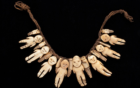 Necklace of eight ivory figures from Fiji
