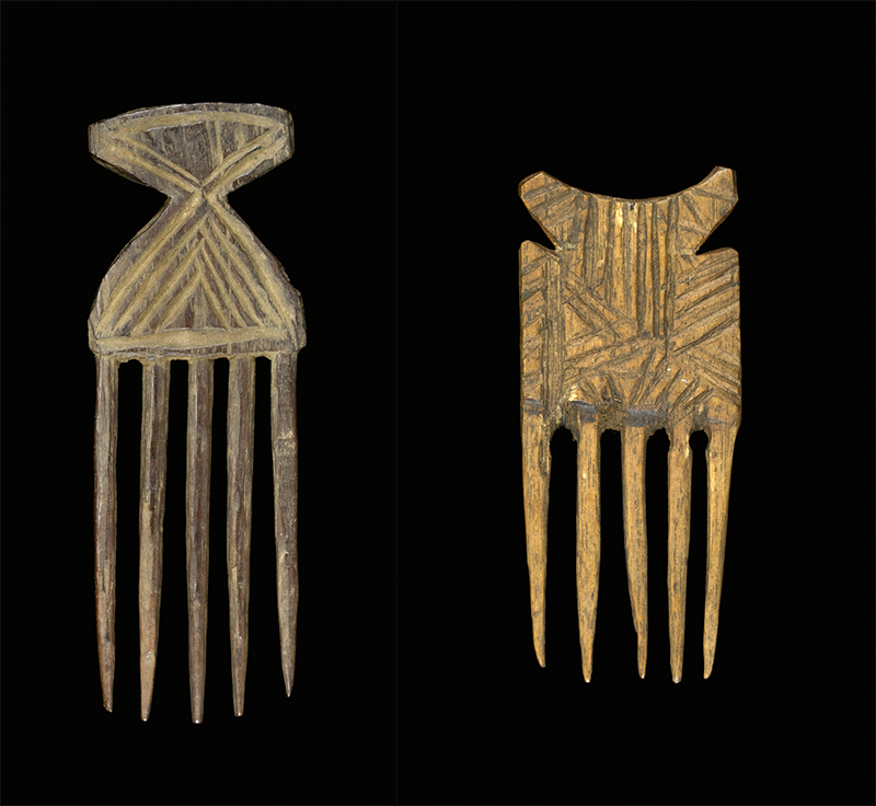 Two combs carved from wood